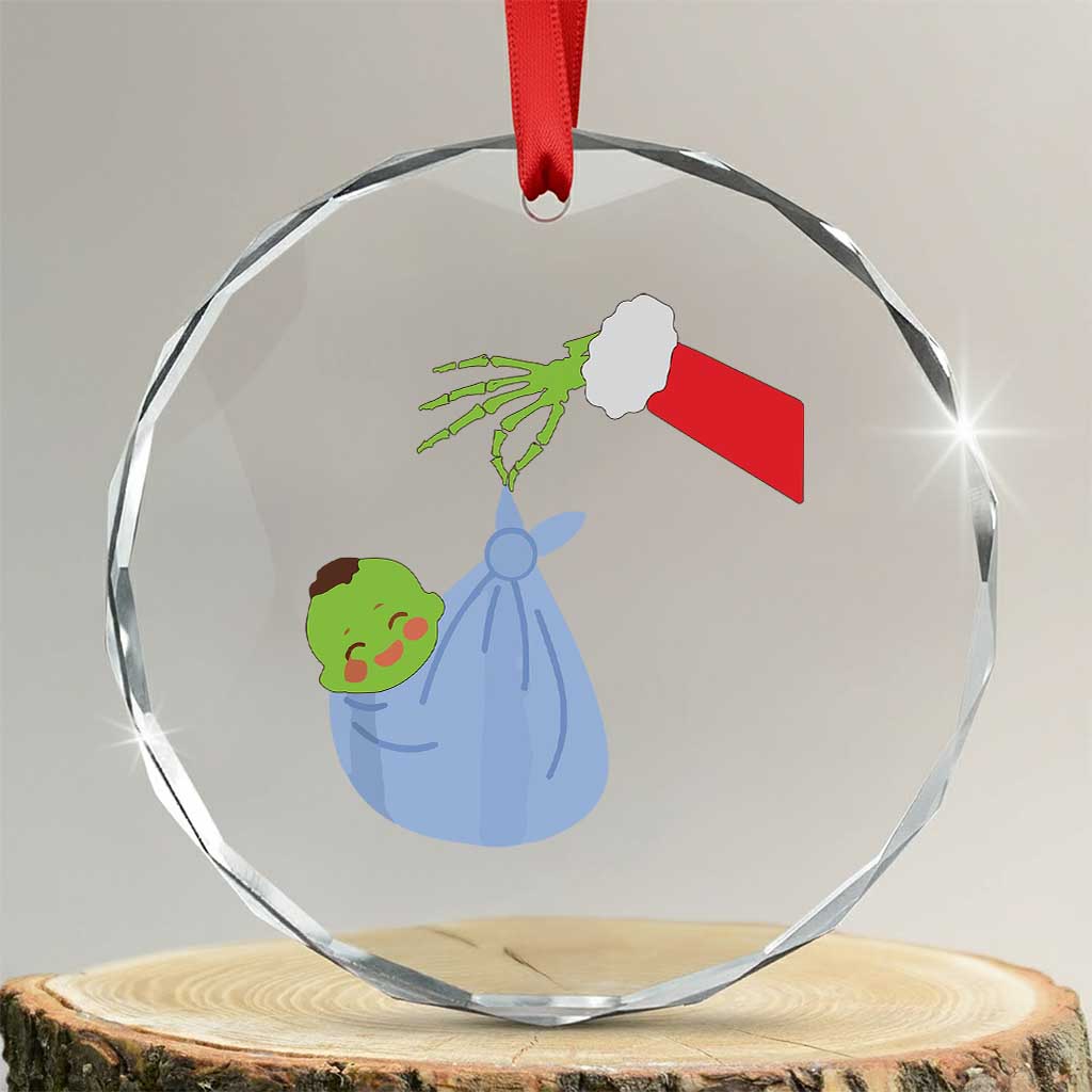 Funny NICU Labor Delivery Nurse Xmas Santa Green Baby Crystal Glass Ornament TS11 Transparent Glass 3'' Circle Print Your Wear