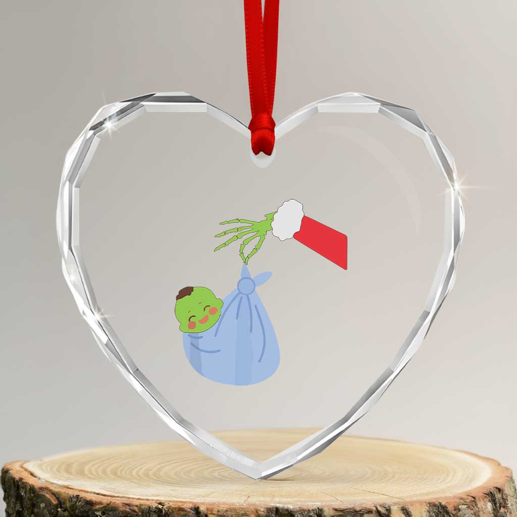 Funny NICU Labor Delivery Nurse Xmas Santa Green Baby Heart Crystal Glass Ornament TS11 Transparent Glass 3'' Heart Print Your Wear