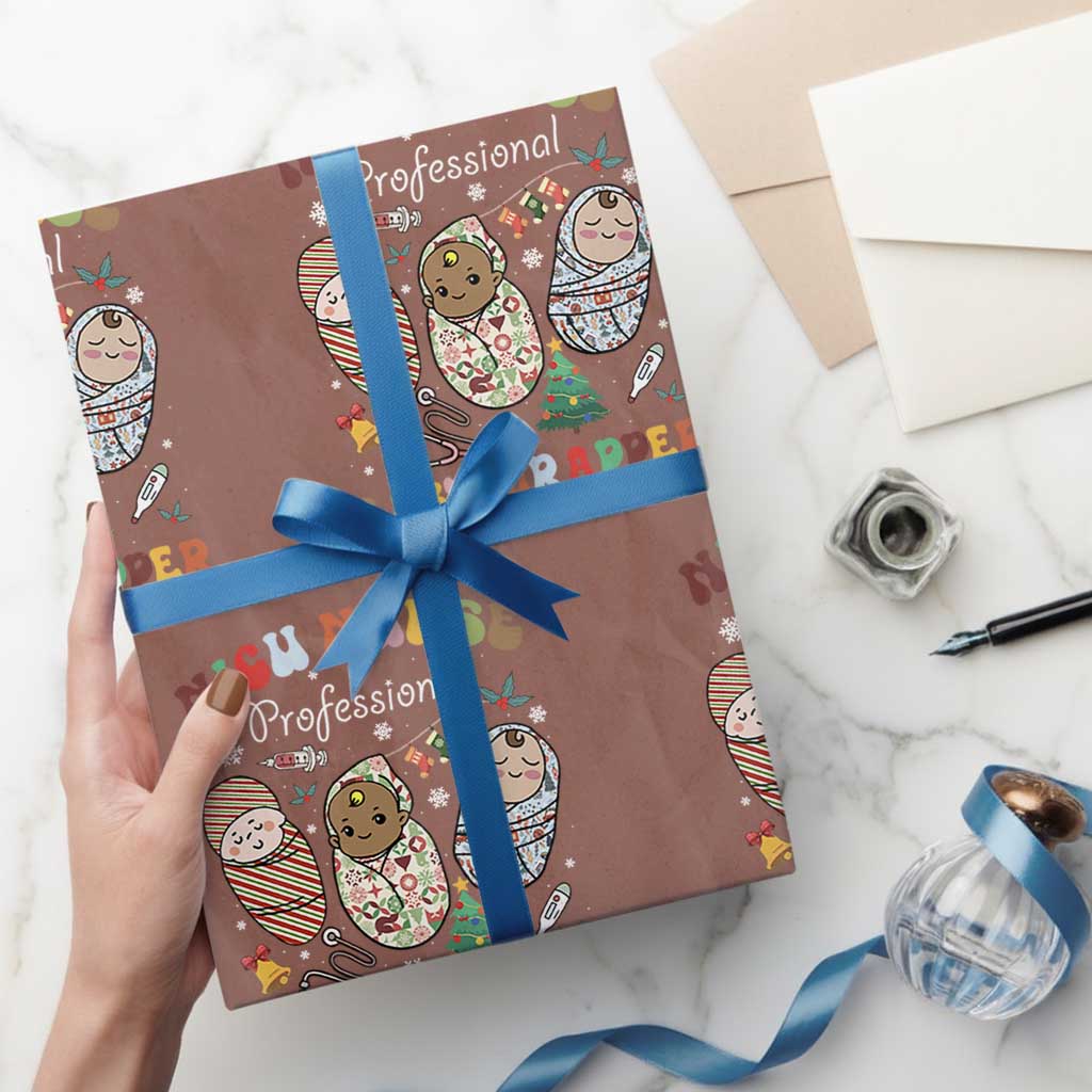 Funny NICU Nurse Christmas Wrapping Paper Roll Professional Baby Wrapper TS11 Mocha Print Your Wear