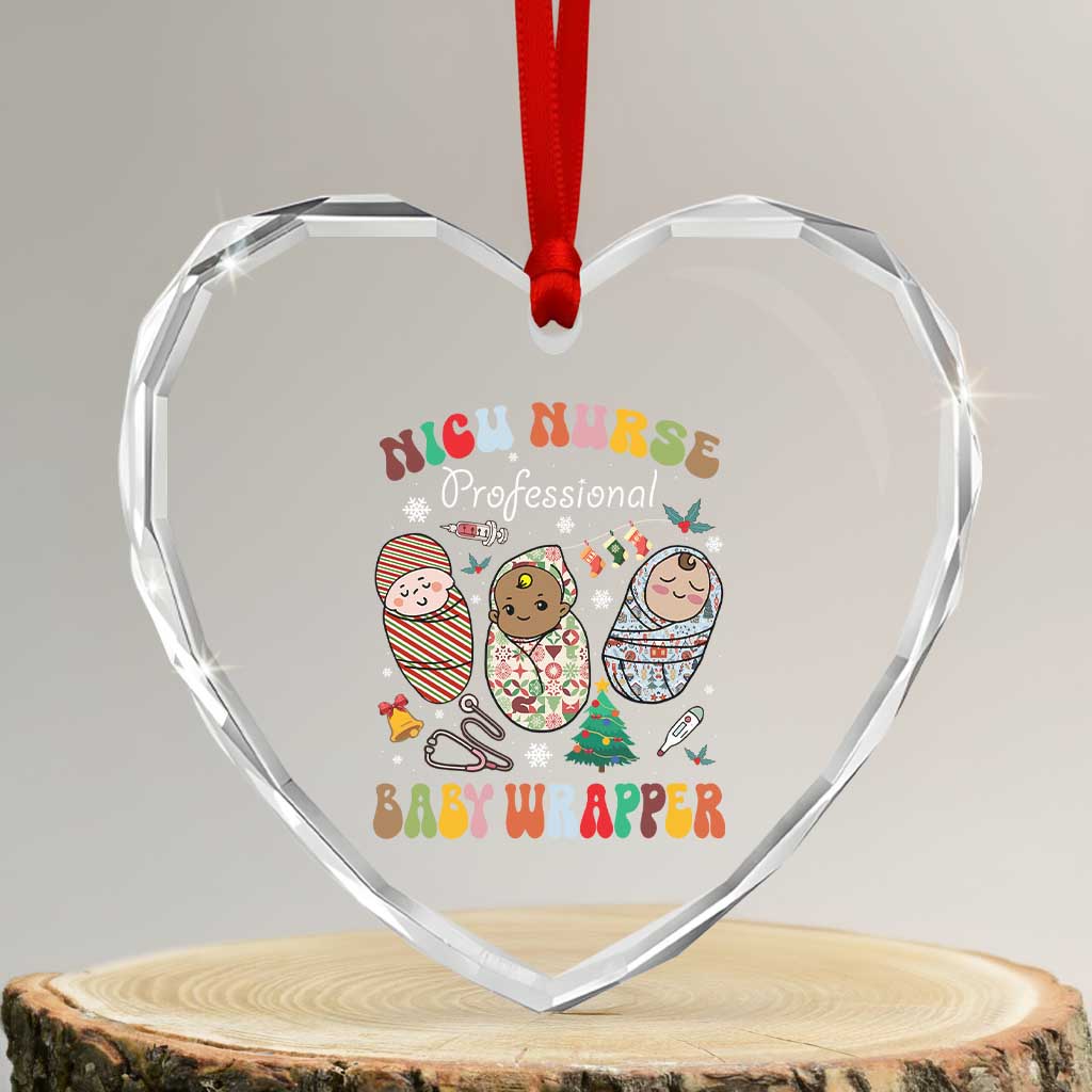 Funny NICU Nurse Xmas Heart Crystal Glass Ornament Professional Baby Wrapper TS11 Transparent Glass 3'' Heart Print Your Wear