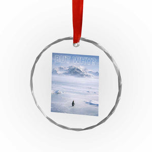 Funny Nihilist Penguin But Why Meme Crystal Glass Ornament Existential Arctic Scene Icy Wilderness Quiet Thinkers TS02 Print Your Wear