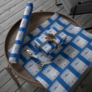 Funny Nihilist Penguin But Why Meme Wrapping Paper Roll Existential Arctic Scene Icy Wilderness Quiet Thinkers TS02 Blue Print Your Wear