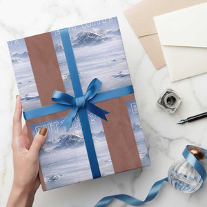 Funny Nihilist Penguin But Why Meme Wrapping Paper Roll Existential Arctic Scene Icy Wilderness Quiet Thinkers TS02 Mocha Print Your Wear