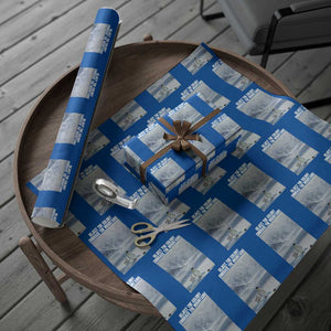 Funny Nihilist Penguin Existential Meme Wrapping Paper Roll Reject the Colony Embrace the Mountains TS02 Blue Print Your Wear