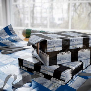 Funny Nihilist Penguin Existential Meme Wrapping Paper Roll Reject the Colony Embrace the Mountains TS02 Black Print Your Wear