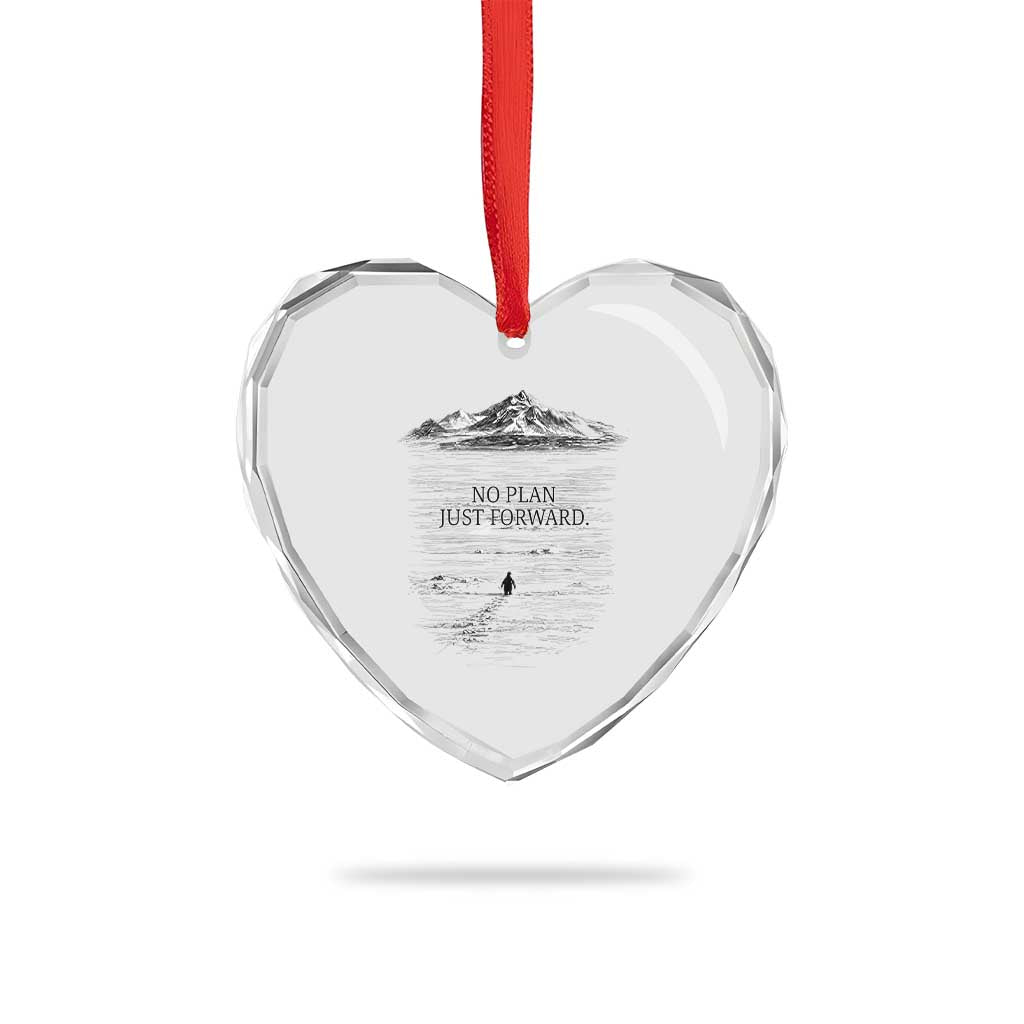 Funny Nihilist Penguin Hiking Heart Crystal Glass Ornament No Plan Just Forward TS14 Print Your Wear