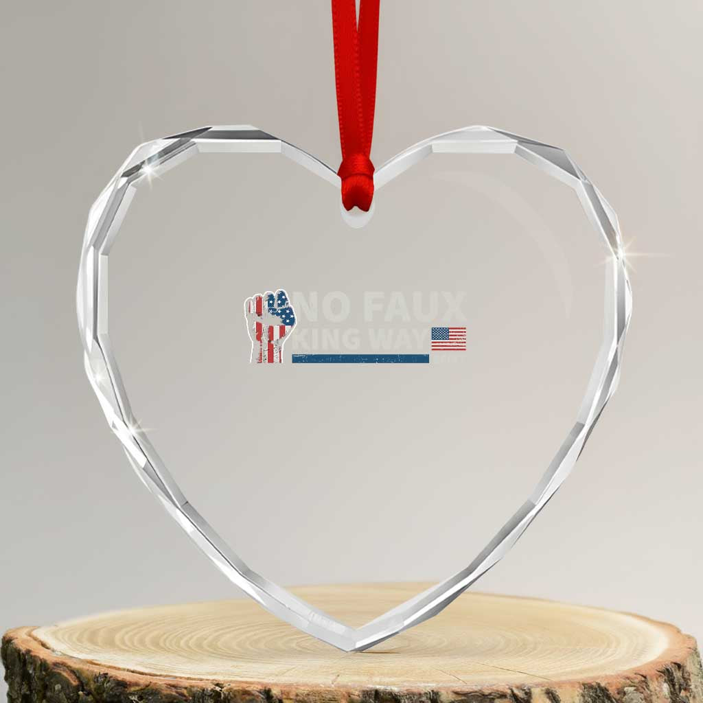 Funny No Faux King Way 8647 Heart Crystal Glass Ornament Vintage American Flag - Print Your Wear