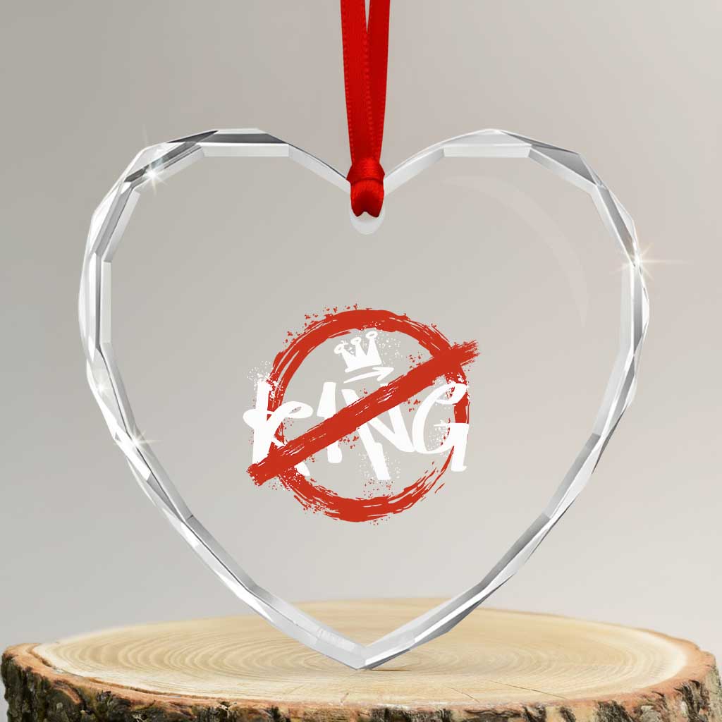 Funny No King Graffiti Style Crown Heart Crystal Glass Ornament TS11 Transparent Glass 3'' Heart Print Your Wear
