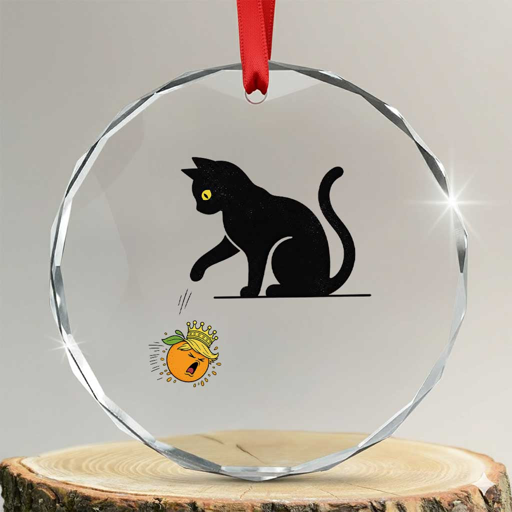 Funny No Kings Black Cat Crystal Glass Ornament Rebellious Cat Lover Gift TS12 Transparent Glass 3'' Circle Print Your Wear