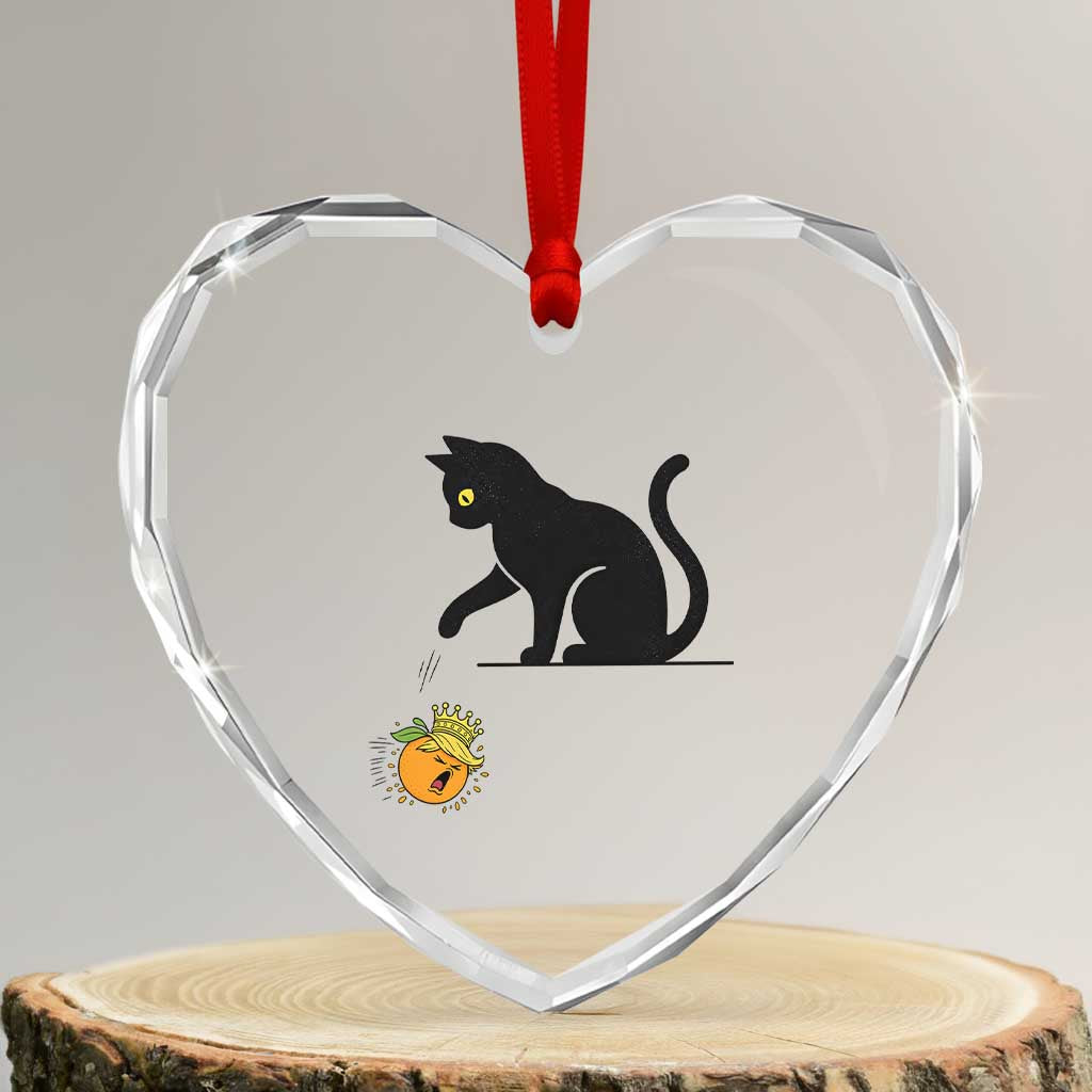 Funny No Kings Black Cat Heart Crystal Glass Ornament Rebellious Cat Lover Gift TS12 Transparent Glass 3'' Heart Print Your Wear
