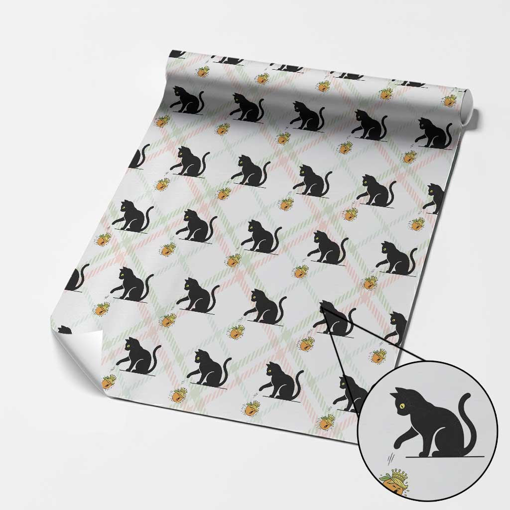 Funny No Kings Black Cat Wrapping Paper Roll Rebellious Cat Lover Gift TS12 Christmas Plaid Print Your Wear