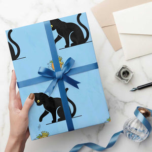 Funny No Kings Black Cat Wrapping Paper Roll Rebellious Cat Lover Gift TS12 Light Blue Print Your Wear