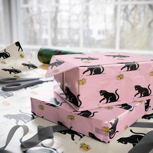 Funny No Kings Black Cat Wrapping Paper Roll Rebellious Cat Lover Gift TS12 Light Pink Print Your Wear