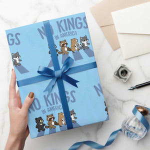 Funny No Kings Cute Forest Animals Wrapping Paper Roll Gift For Animal Lovers TS12 Light Blue Print Your Wear