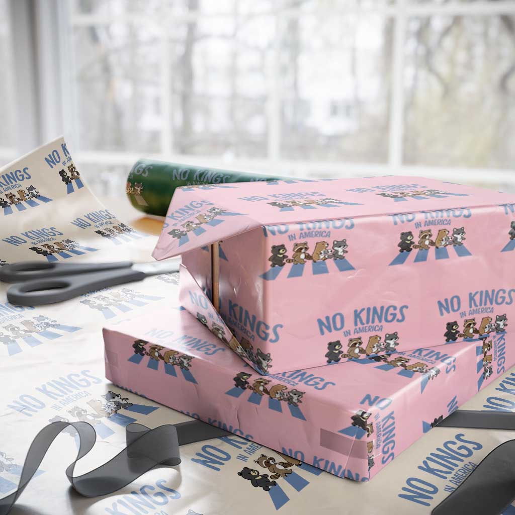 Funny No Kings Cute Forest Animals Wrapping Paper Roll Gift For Animal Lovers TS12 Light Pink Print Your Wear