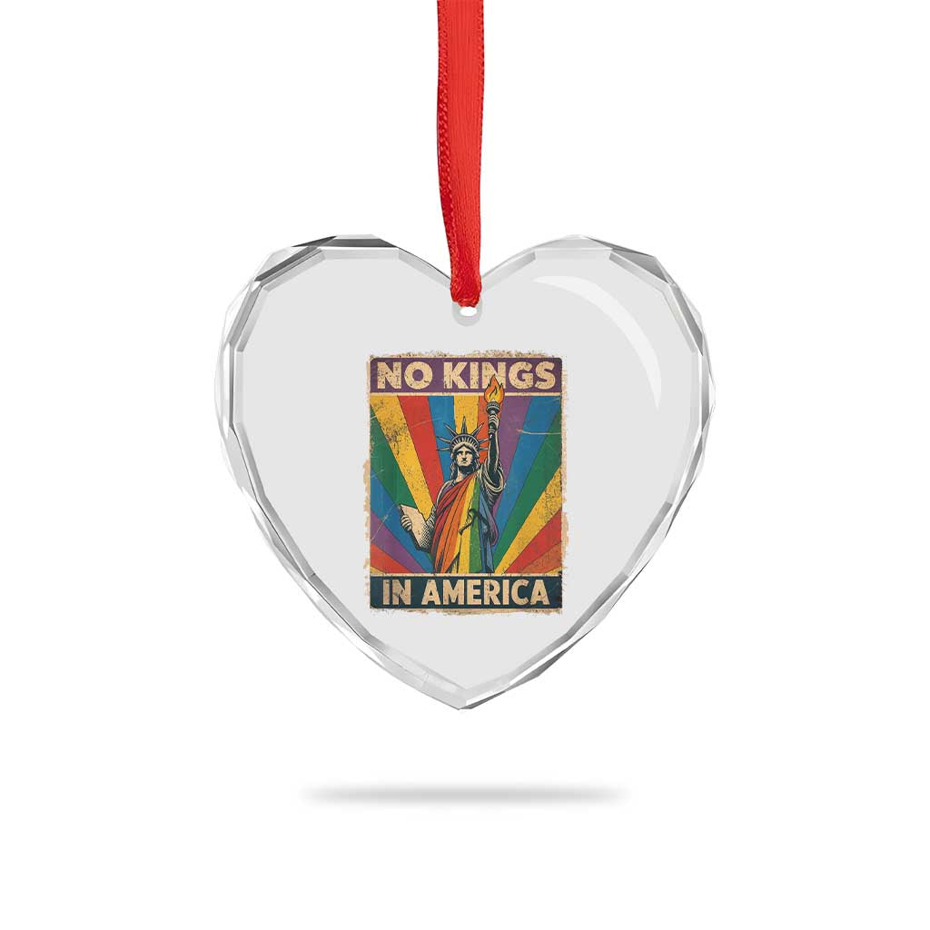 Funny No Kings In America LGBT Heart Crystal Glass Ornament Retro Statue Of Liberty TS11 Print Your Wear