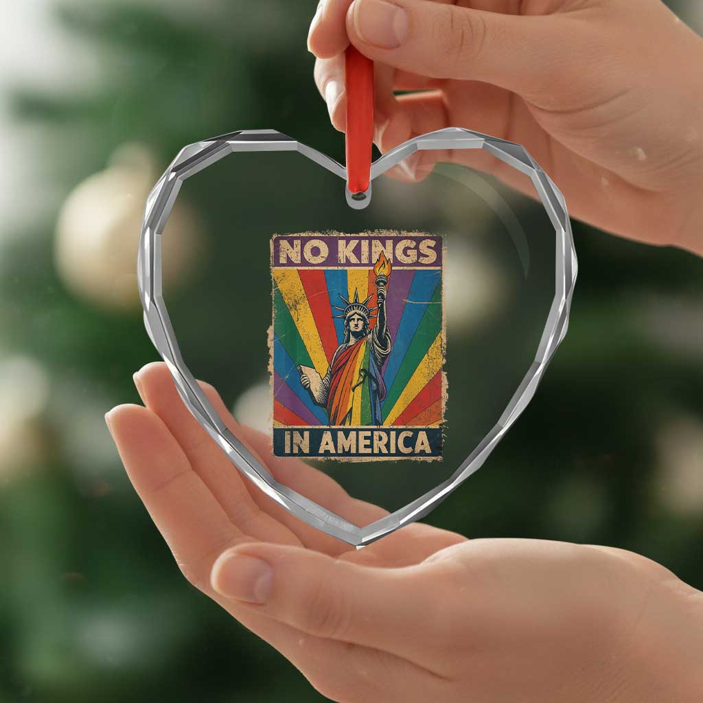 Funny No Kings In America LGBT Heart Crystal Glass Ornament Retro Statue Of Liberty TS11 Print Your Wear