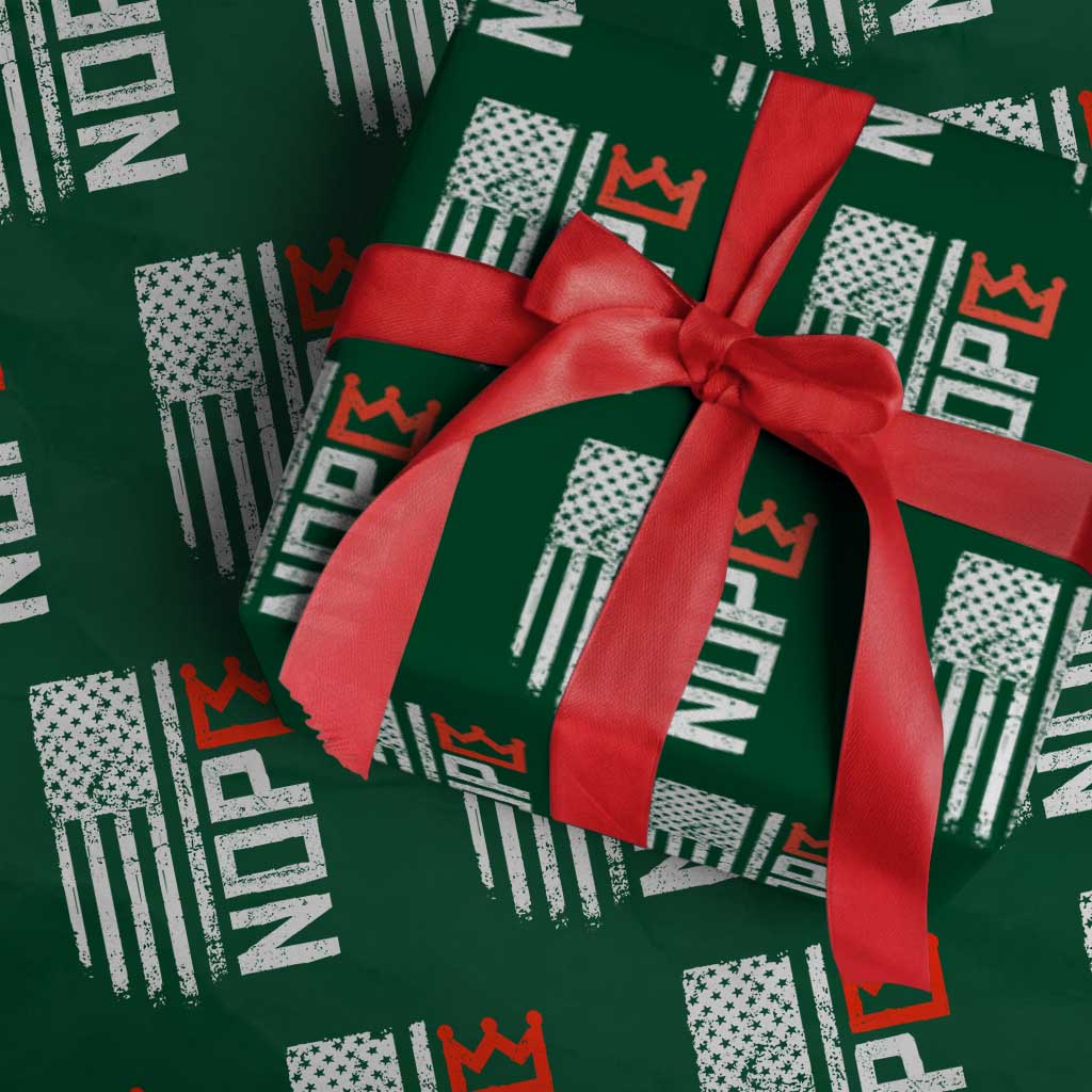 Funny Nope No Kings Vintage American Flag Wrapping Paper Roll TS11 Green Print Your Wear