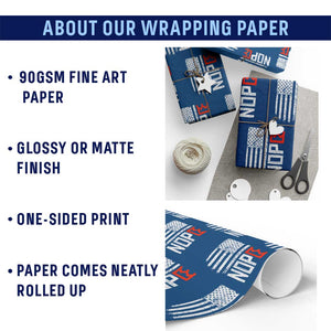 Funny Nope No Kings Vintage American Flag Wrapping Paper Roll - Print Your Wear