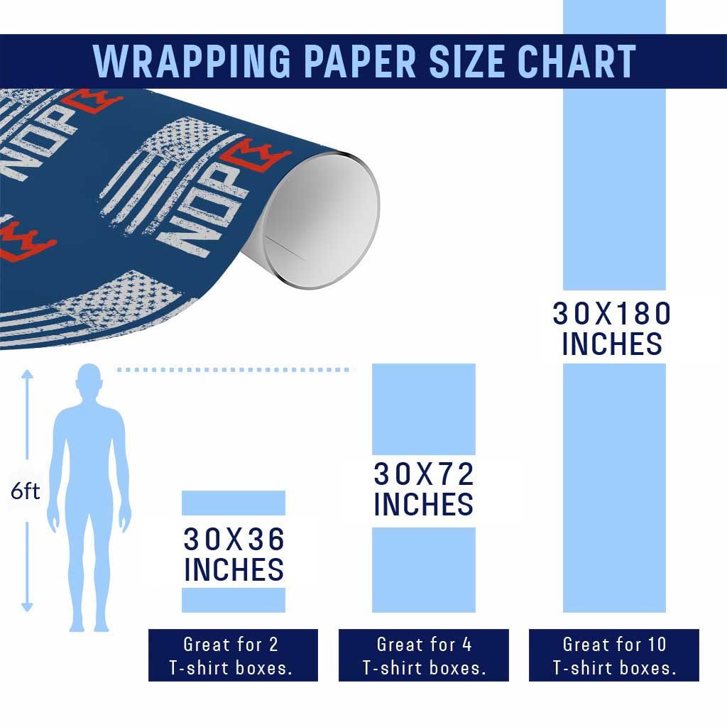 Funny Nope No Kings Vintage American Flag Wrapping Paper Roll - Print Your Wear