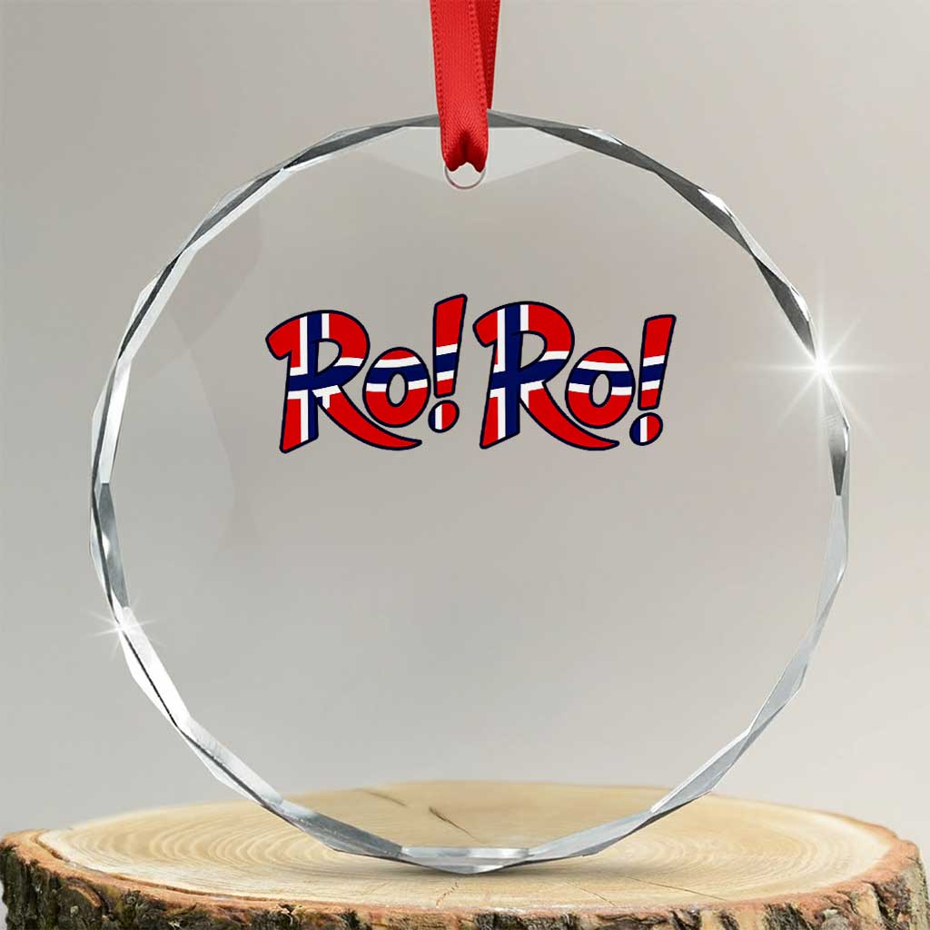 Funny Norway Flag Ro Ro Typography Graphic Crystal Glass Ornament Norge Norwegian Flag Football Fans TS02 Transparent Glass 3'' Circle Print Your Wear
