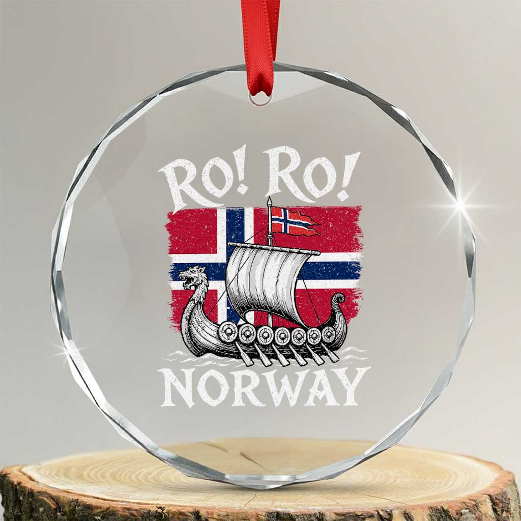 Funny Norway Viking Longship Ro Ro Crystal Glass Ornament Vintage Norge Norwegian Flag Football Fans TS02 Transparent Glass 3'' Circle Print Your Wear