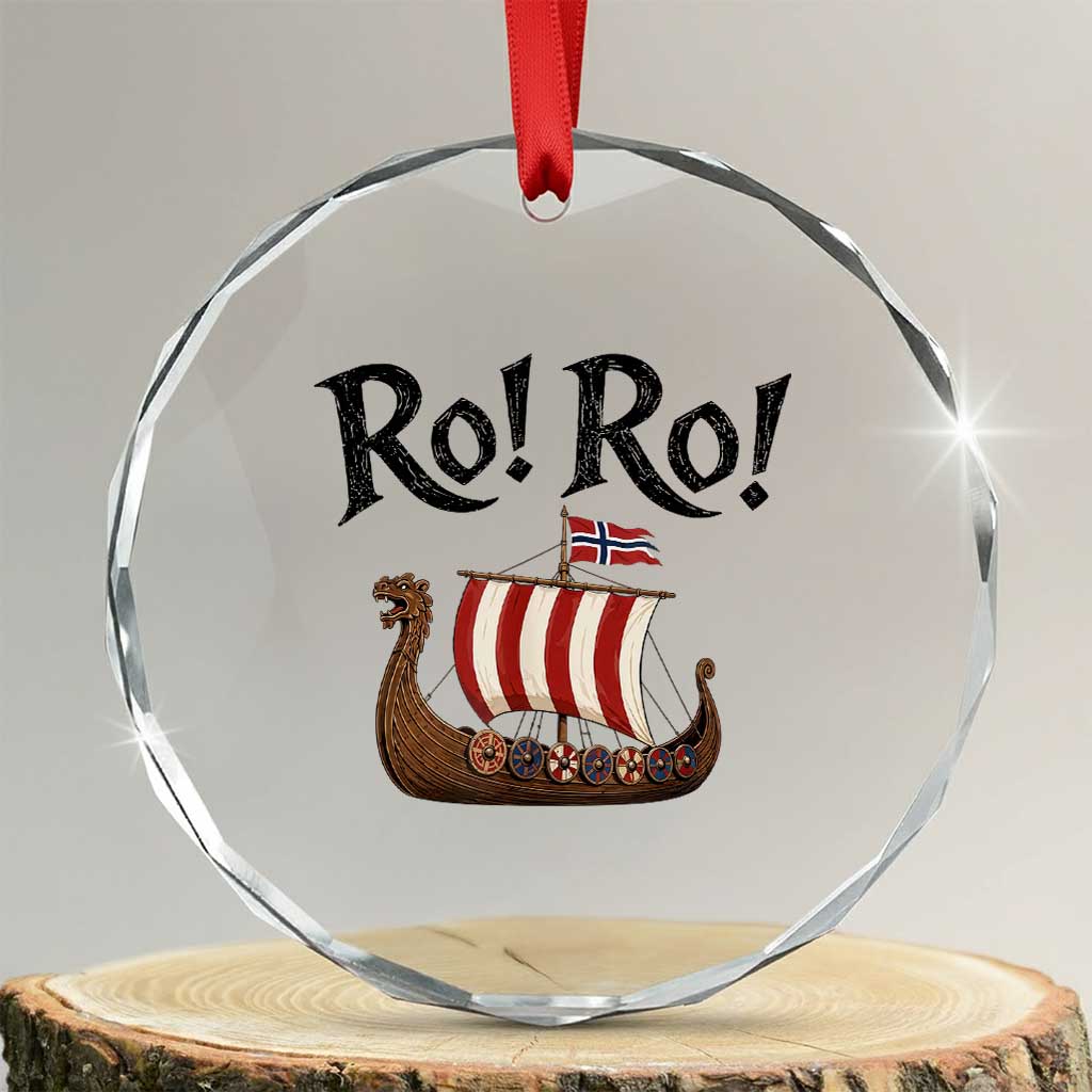 Funny Norwegian Viking Longship Ro Ro Crystal Glass Ornament Retro Norge Norway Flag Football Fans TS02 Transparent Glass 3'' Circle Print Your Wear