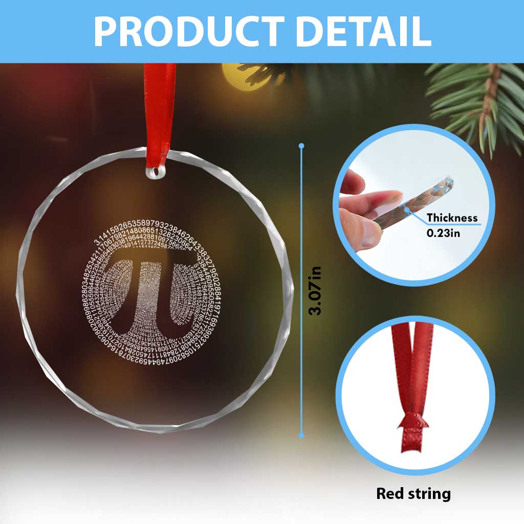 Funny Number Pi Crystal Glass Ornament Pi 3.14 Pi Number Symbol Math Science Gift TS02 Print Your Wear