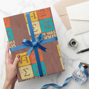 Funny Number Pi Wrapping Paper Roll I Ate Some Pie and It Was Delicious Funny PI Day Math Pun TS02 Mocha Print Your Wear