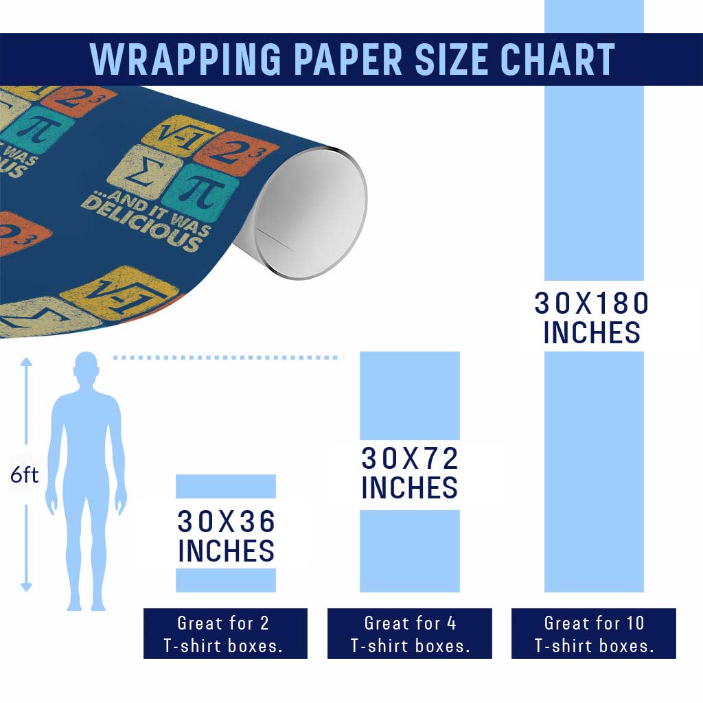 Funny Number Pi Wrapping Paper Roll I Ate Some Pie and It Was Delicious Funny PI Day Math Pun TS02 Print Your Wear