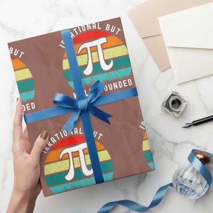 Funny Number Pi Wrapping Paper Roll Retro Irrational But Well Rounded Pi Day Celebration Math TS02 Mocha Print Your Wear