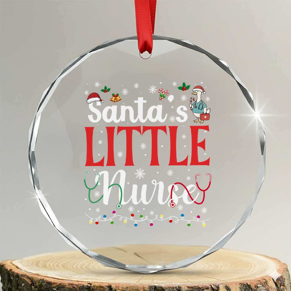 Funny Nurse Christmas Crystal Glass Ornament Santa Little Nurse TS14 Transparent Glass 3'' Circle Print Your Wear