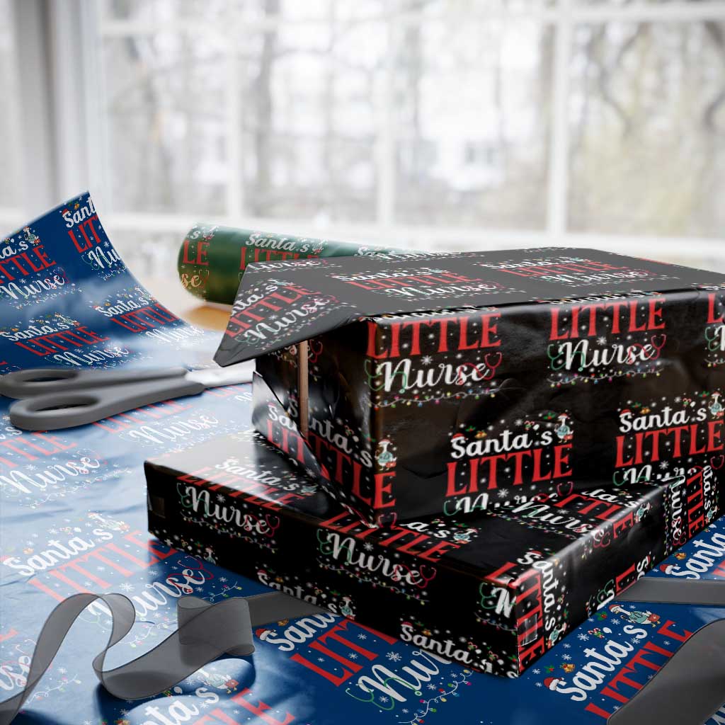 Funny Nurse Christmas Wrapping Paper Roll Santa Little Nurse TS14 Black Print Your Wear