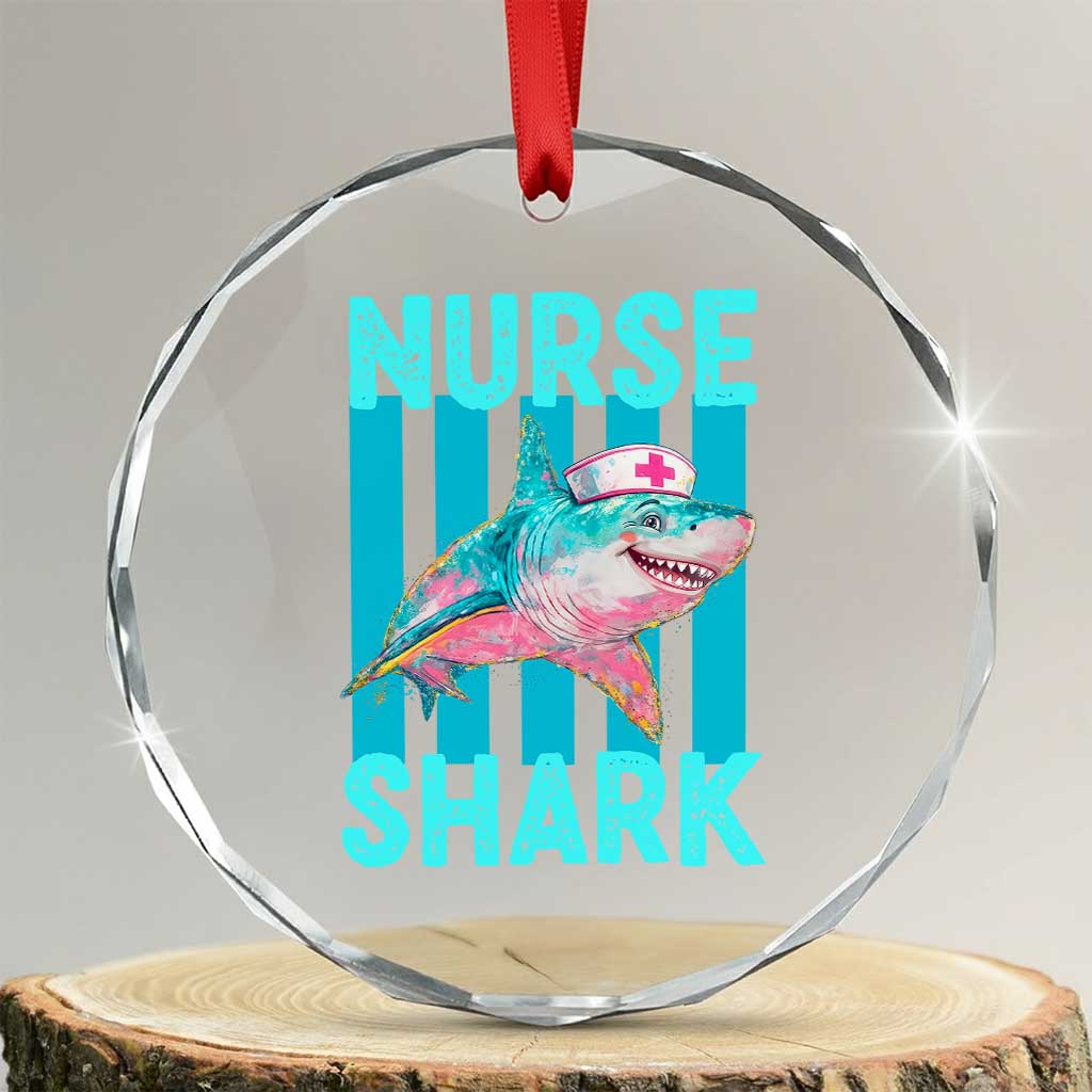 Funny Nurse Shark Crystal Glass Ornament Medical Worker Appreciation Gift TS12 Transparent Glass 3'' Circle Print Your Wear