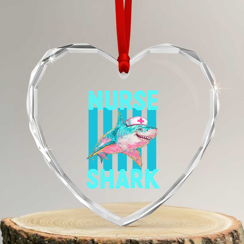 Funny Nurse Shark Heart Crystal Glass Ornament Medical Worker Appreciation Gift