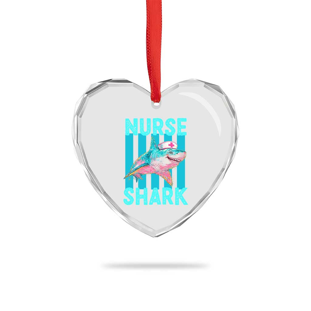 Funny Nurse Shark Heart Crystal Glass Ornament Medical Worker Appreciation Gift