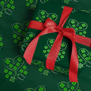 Funny Nurse St Patricks Day Wrapping Paper Roll Nursing Stethoscope Green Clover Shamrock TS02 Green Print Your Wear