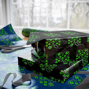 Funny Nurse St Patricks Day Wrapping Paper Roll Nursing Stethoscope Green Clover Shamrock TS02 Black Print Your Wear