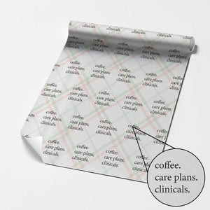 Funny Nursing School Life Wrapping Paper Roll Coffee Care Plans And Clinicals