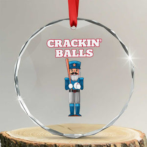 Funny Nutcracker Baseball Crystal Glass Ornament Crackin' Balls Baseball Players TS11 Transparent Glass 3'' Circle Print Your Wear