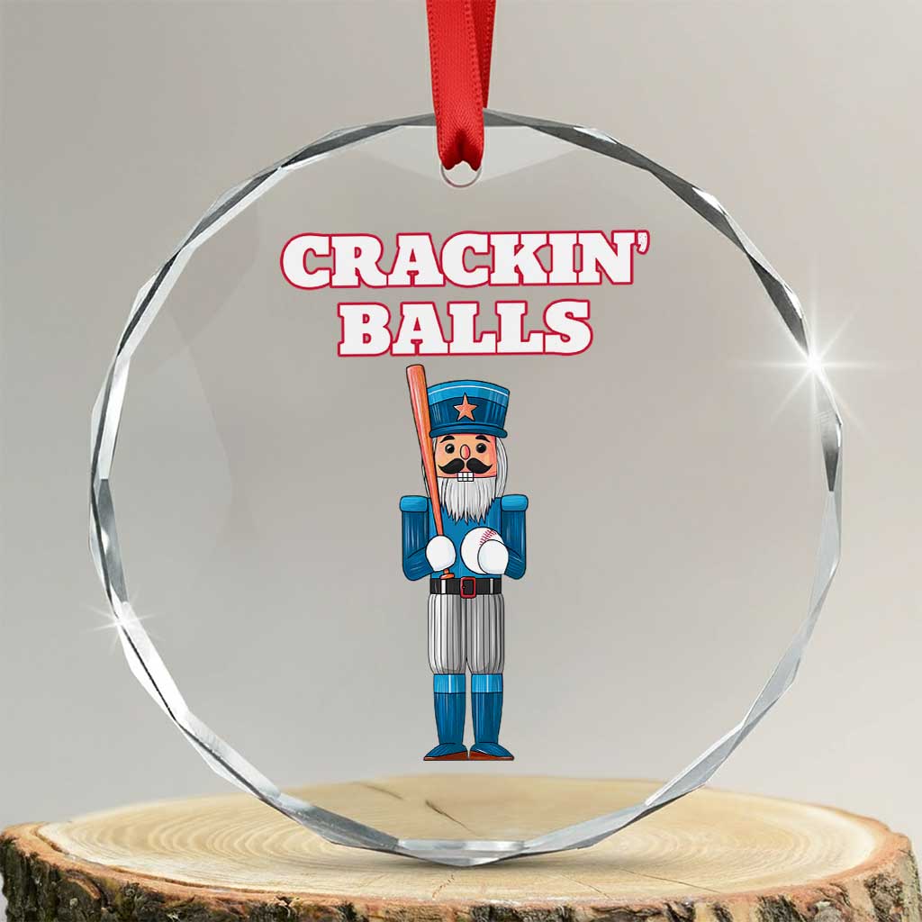 Funny Nutcracker Baseball Crystal Glass Ornament Crackin' Balls Baseball Players TS11 Transparent Glass 3'' Circle Print Your Wear