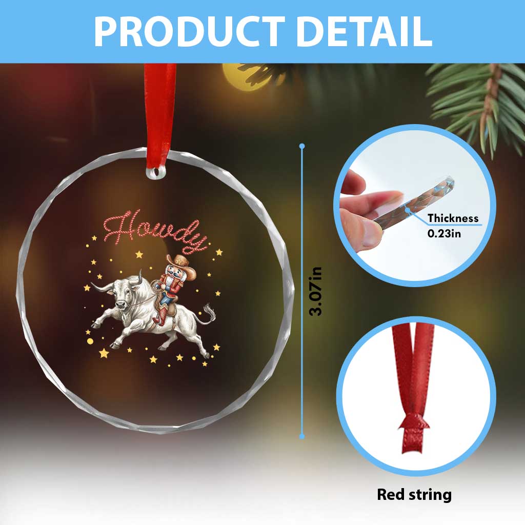 Funny Nutcracker Bull Riding Crystal Glass Ornament Howdy Western Christmas Holiday Gift TS12 Print Your Wear