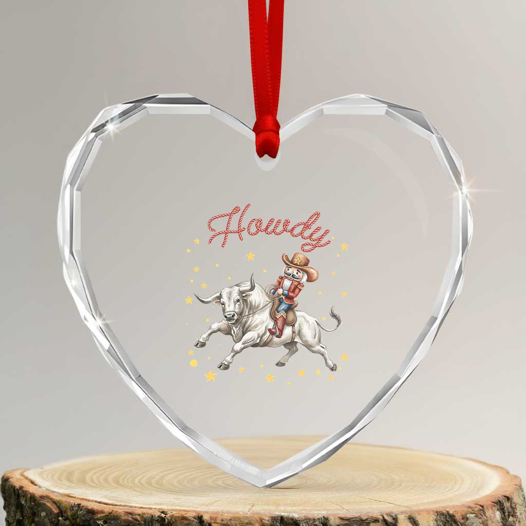 Funny Nutcracker Bull Riding Heart Crystal Glass Ornament Howdy Western Christmas Holiday Gift TS12 Transparent Glass 3'' Heart Print Your Wear
