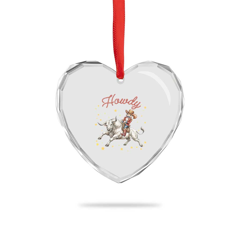Funny Nutcracker Bull Riding Heart Crystal Glass Ornament Howdy Western Christmas Holiday Gift TS12 Print Your Wear