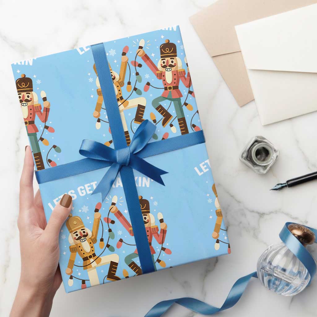 Funny Nutcracker Christmas Wrapping Paper Roll Let Us Get Crackin TS14 Light Blue Print Your Wear