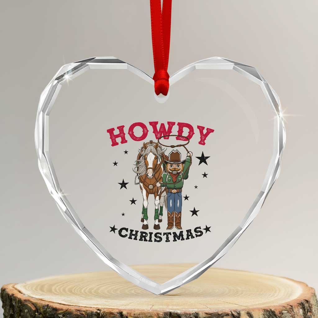 Funny Nutcracker Cowboy Howdy Christmas Heart Crystal Glass Ornament Western Holiday Gift TS12 Transparent Glass 3'' Heart Print Your Wear