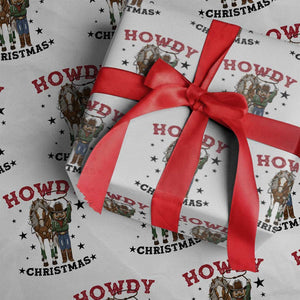 Funny Nutcracker Cowboy Howdy Christmas Wrapping Paper Roll Western Holiday Gift TS12 White Print Your Wear