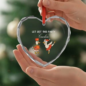 Funny Nutcracker Goose Christmas Heart Crystal Glass Ornament Let Get This Party Crackin TS14 Print Your Wear