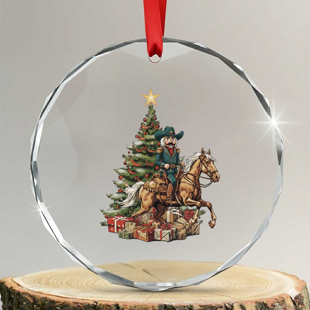 Funny Nutcracker Riding Horse Crystal Glass Ornament Western Life Christmas Gift TS12 Transparent Glass 3'' Circle Print Your Wear