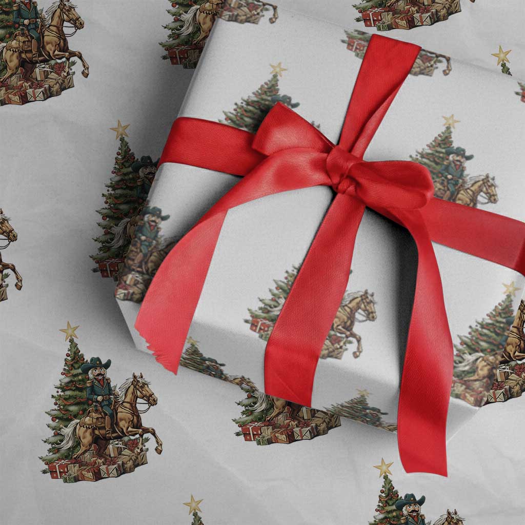 Funny Nutcracker Riding Horse Wrapping Paper Roll Western Life Christmas Gift TS12 White Print Your Wear